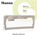 Lionelo® Hanna – Składana Barierka Ochronna do Łóżka Dziecięcego (150 x 66 cm) – System StandSafe