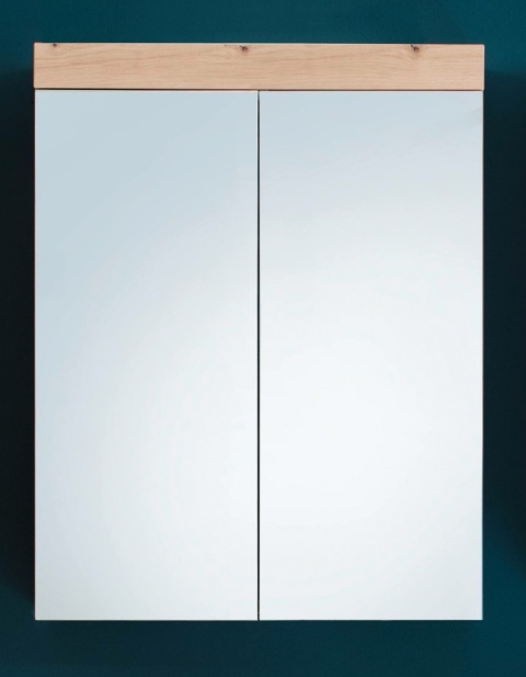 TT meble® Amanda – Wisząca Szafka Łazienkowa z Lustrem (60 x 17 x 77 cm) – 2 Drzwi Lustrzane, 3 Półki Przechowywania