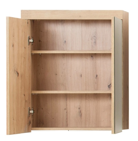 TT meble® Amanda – Wisząca Szafka Łazienkowa z Lustrem (60 x 17 x 77 cm) – 2 Drzwi Lustrzane, 3 Półki Przechowywania