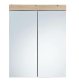 TT meble® Amanda – Wisząca Szafka Łazienkowa z Lustrem (60 x 17 x 77 cm) – 2 Drzwi Lustrzane, 3 Półki Przechowywania