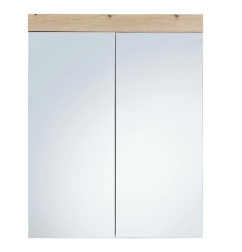 TT meble® Amanda – Wisząca Szafka Łazienkowa z Lustrem (60 x 17 x 77 cm) – 2 Drzwi Lustrzane, 3 Półki Przechowywania