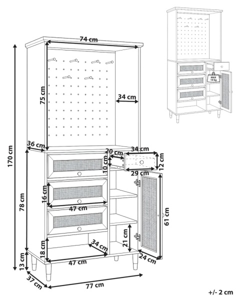 Beliani® Forster – Wielofunkcyjna Garderoba do Przedpokoju z Szafką na Buty i Wieszakiem (77 x 37 x 170 cm)