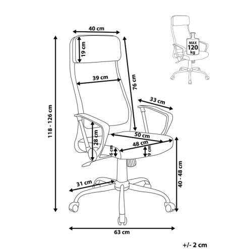 Beliani® Pioneer – Ergonomiczne Krzesło Biurowe Obrotowe (Szerokość 63 cm) – Przewiewne Siatkowe Oparcie, Funkcja Odchylenia