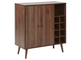Beliani Tullamore Elegancka Komoda / Barek na Wino ze Stojakiem na 8 Butelek (84 x 39 x 91 cm) – Zamykane Półki, Otwarta Wnęka