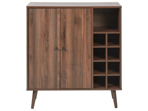 Beliani Tullamore Elegancka Komoda / Barek na Wino ze Stojakiem na 8 Butelek (84 x 39 x 91 cm) – Zamykane Półki, Otwarta Wnęka