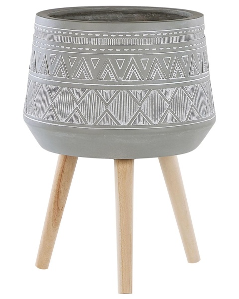 Beliani® Malaki – Wysoka Donica Ogrodowa / Domowa na Nóżkach z Drewna Bukowego (Średnica 44 cm / Wysokość 61 cm)