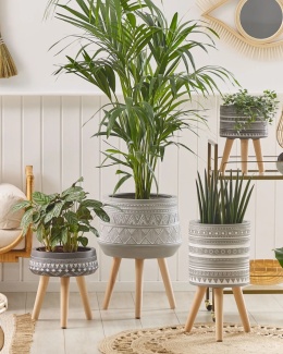 Beliani® Malaki – Wysoka Donica Ogrodowa / Domowa na Nóżkach z Drewna Bukowego (Średnica 44 cm / Wysokość 61 cm)
