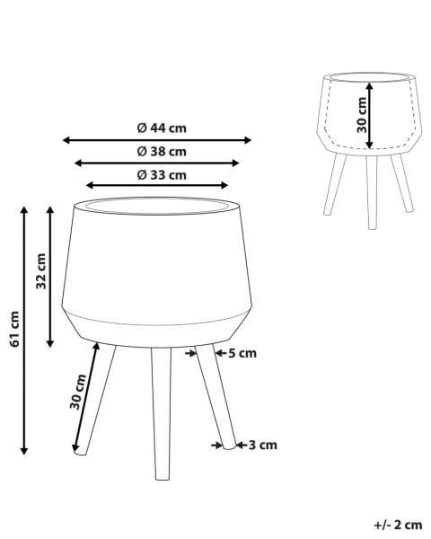 Beliani® Malaki – Wysoka Donica Ogrodowa / Domowa na Nóżkach z Drewna Bukowego (Średnica 44 cm / Wysokość 61 cm)