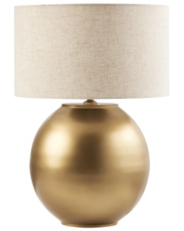 Beliani® Sobramati – Elegancka Lampa Stołowa / Nocna (Wysokość 52 cm) – Mosiężna Podstawa z Żelaza, Abażur z Bawełny i Lnu