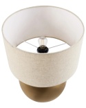 Beliani® Sobramati – Elegancka Lampa Stołowa / Nocna (Wysokość 52 cm) – Mosiężna Podstawa z Żelaza, Abażur z Bawełny i Lnu