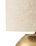 Beliani® Sobramati – Elegancka Lampa Stołowa / Nocna (Wysokość 52 cm) – Mosiężna Podstawa z Żelaza, Abażur z Bawełny i Lnu