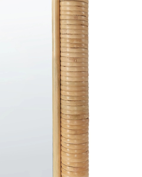 Beliani® Montot – Owalne Rattanowe Lustro Stojące (50 x 150 cm) – Naturalna Ręcznie Pleciona Rama z RATTANU