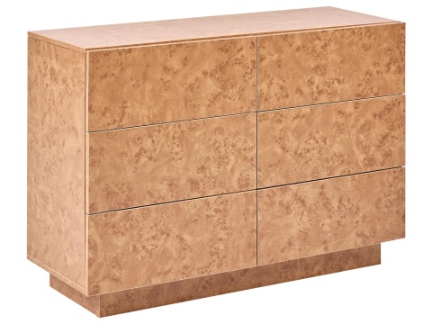 Beliani® Woodend – Szeroka Komoda z 6 Szufladami (110 x 40 x 75 cm) – Wykończenie Burl Effect