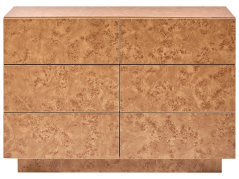 Beliani® Woodend – Szeroka Komoda z 6 Szufladami (110 x 40 x 75 cm) – Wykończenie Burl Effect