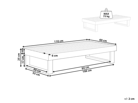 Beliani® Marettimo – Prostokątny Stolik Kawowy do Ogrodu i na Taras (110 x 60 x 25 cm)