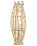 Beliani® Tahiti – Wysoka Bambusowa Latarnia / Lampion ze Szklanym Wkładem (32 x 32 x 84 cm) – Ręcznie Pleciony Bambus