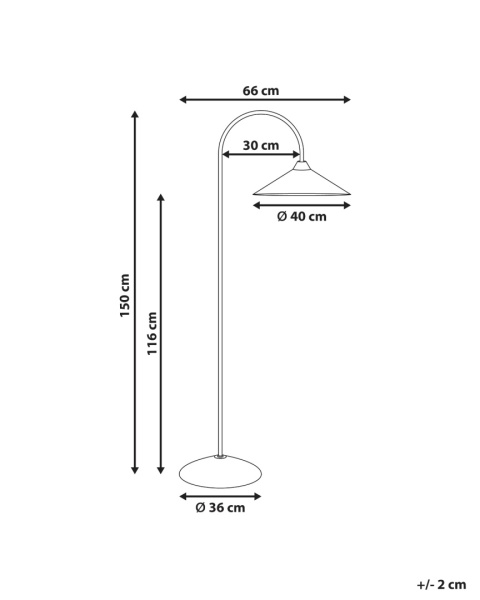 Beliani® Savegre – Minimalistyczna Czarna Lampa Podłogowa (Wysokość 150 cm) – Malowane Żelazo, Stożkowy Klosz
