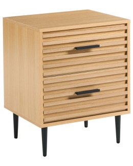 Beliani® Keith – Szafka Nocna z 2 Ryflowanymi Szufladami (48 x 40 x 60 cm) – Styl Mid-Century Modern, Powłoka Melaminowa