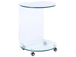 Beliani® Minto – Szklany Stolik Pomocniczy na Kółkach (45 x 35 x 56 cm)