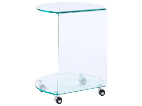 Beliani® Minto – Szklany Stolik Pomocniczy na Kółkach (45 x 35 x 56 cm)