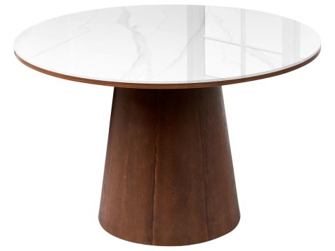Beliani® Wylie – Okrągły Stół do Jadalni (120 x 120 x 76 cm) – Blat Ceramiczny (Biały Marmur)