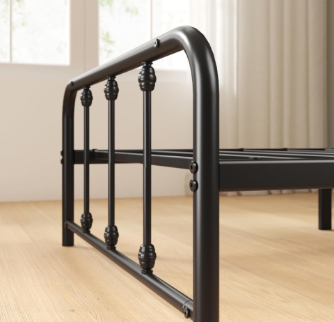 Zinus® Florence – Metalowa Rama Łóżka w Stylu Vintage (90 x 200 cm) – Wysokość 35 cm Pod Łóżkie