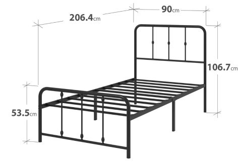 Zinus® Florence – Metalowa Rama Łóżka w Stylu Vintage (90 x 200 cm) – Wysokość 35 cm Pod Łóżkie