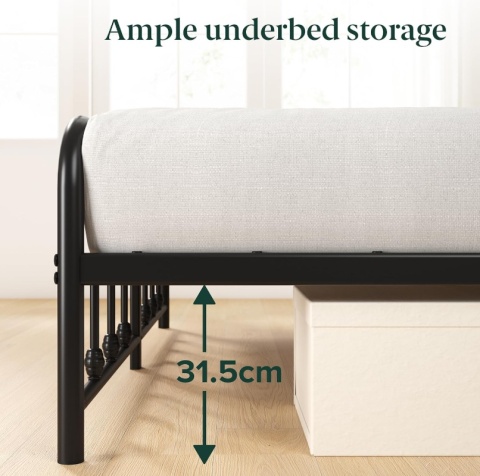 Zinus® Florence – Metalowa Rama Łóżka w Stylu Vintage (140 x 200 cm) – Wysokość 35 cm Pod Łóżkiem