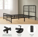 Zinus® Florence – Metalowa Rama Łóżka w Stylu Vintage (140 x 200 cm) – Wysokość 35 cm Pod Łóżkiem