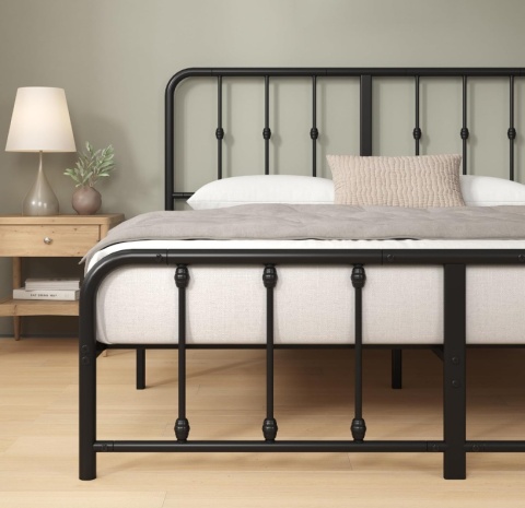 Zinus® Florence – Metalowa Rama Łóżka w Stylu Vintage (140 x 200 cm) – Wysokość 35 cm Pod Łóżkiem