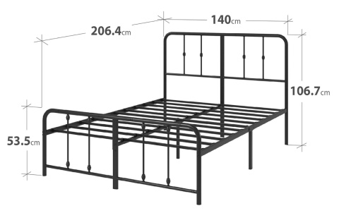 Zinus® Florence – Metalowa Rama Łóżka w Stylu Vintage (140 x 200 cm) – Wysokość 35 cm Pod Łóżkiem