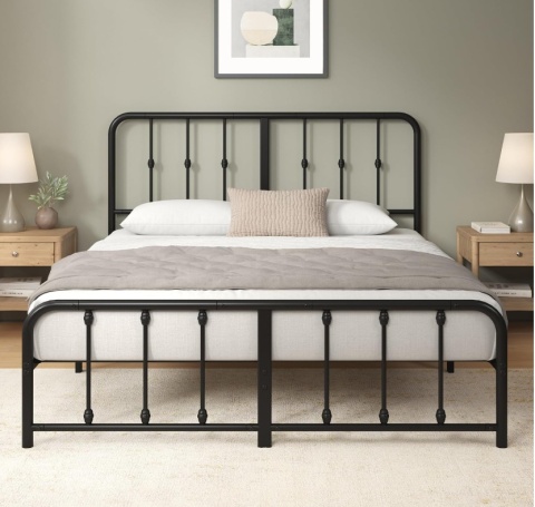 Zinus® Florence – Metalowa Rama Łóżka w Stylu Vintage (140 x 200 cm) – Wysokość 35 cm Pod Łóżkiem