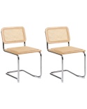 Beliani® Cordova – Zestaw 2 Krzeseł Wspornikowych (47 x 62 x 80 cm) – Plecionka Wiedeńska, Naturalny Rattan i Drewno Bukowe