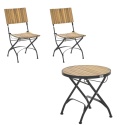 Beliani® Lascari – Zestaw Mebli Ogrodowych Bistro (Stolik Okrągły 45 cm + 2 Składane Krzesła)