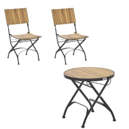 Beliani® Lascari – Zestaw Mebli Ogrodowych Bistro (Stolik Okrągły 45 cm + 2 Składane Krzesła)