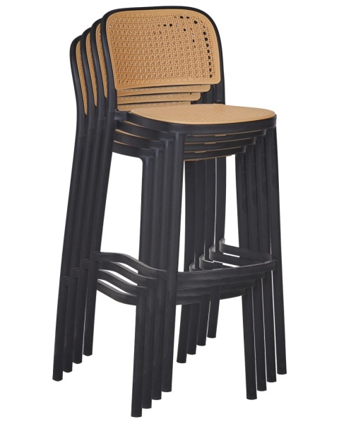 Beliani® Plose – Zestaw 4 Hokerów / Krzeseł Barowych (40 x 46 x 102 cm) – Trwałe Tworzywo Odporne na Promienie UV