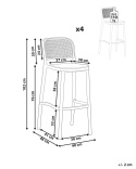 Beliani® Plose – Zestaw 4 Hokerów / Krzeseł Barowych (40 x 46 x 102 cm) – Trwałe Tworzywo Odporne na Promienie UV