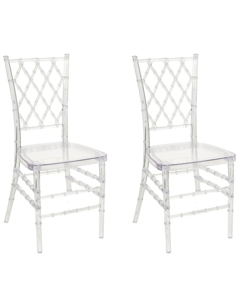 Beliani® Clarion – Zestaw 2 Przezroczystych Krzeseł Jadalnianych (39 x 40 x 92 cm) – Trwały Poliwęglan, Wysoki Połysk