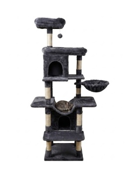 Smoky Haven® – Wielopoziomowy Drapak dla Kota 178 cm – 8 Słupków Sizalowych, 2 Jaskinie, 2 Platformy Widokowe
