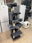 Smoky Haven® – Wielopoziomowy Drapak dla Kota 178 cm – 8 Słupków Sizalowych, 2 Jaskinie, 2 Platformy Widokowe