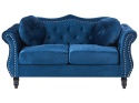 Sofa 2-osobowa SKIEN granatowa welurowa Chesterfield pikowana 166 cm