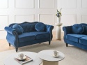 Sofa 2-osobowa SKIEN granatowa welurowa Chesterfield pikowana 166 cm