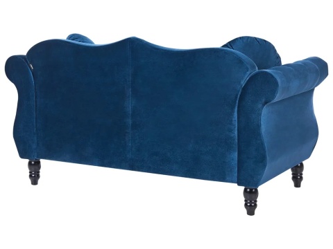 Sofa 2-osobowa SKIEN granatowa welurowa Chesterfield pikowana 166 cm