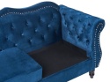 Sofa 2-osobowa SKIEN granatowa welurowa Chesterfield pikowana 166 cm