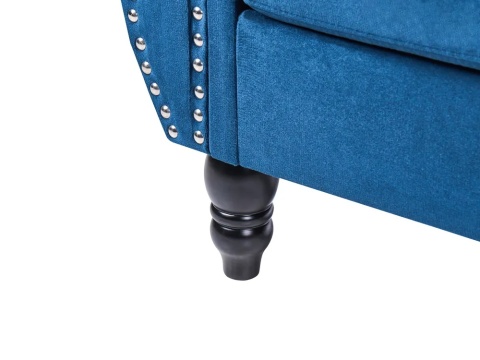 Sofa 2-osobowa SKIEN granatowa welurowa Chesterfield pikowana 166 cm