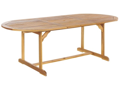 Stół ogrodowy rozkładany MAUI 160/220x100 cm Drewno akacjowe 8 osób Jasnobrązowy