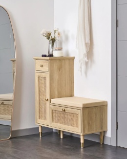 Szafka na buty z siedziskiem FORSTER jasnobrązowa rattan 79 cm