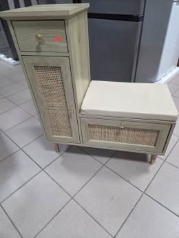 Szafka na buty z siedziskiem FORSTER jasnobrązowa rattan 79 cm