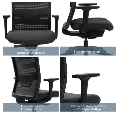 Topstar® Sitness Airwork – Profesjonalny Fotel Biurowy / Ergonomiczne Krzesło Obrotowe – Oddychająca Siatka,