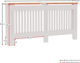 Vida Designs® Arlington XL – Szeroka Drewniana Osłona Grzejnika – Elegancki Front w Stylu Shaker